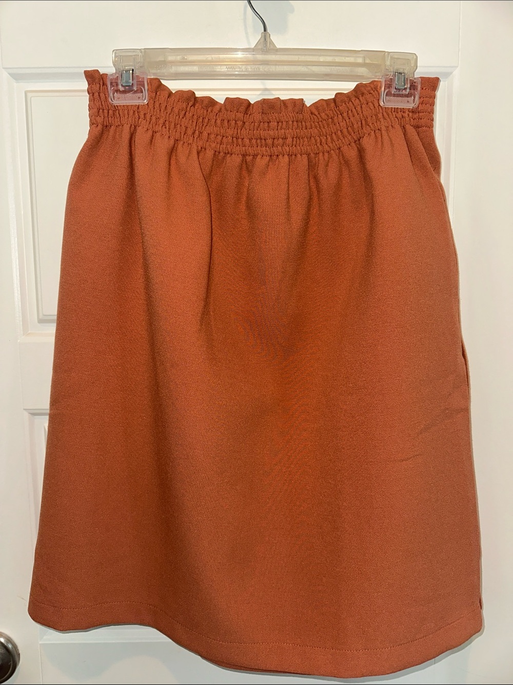 Women's A-Line Elastic-Waist Skirt in Rust Orange